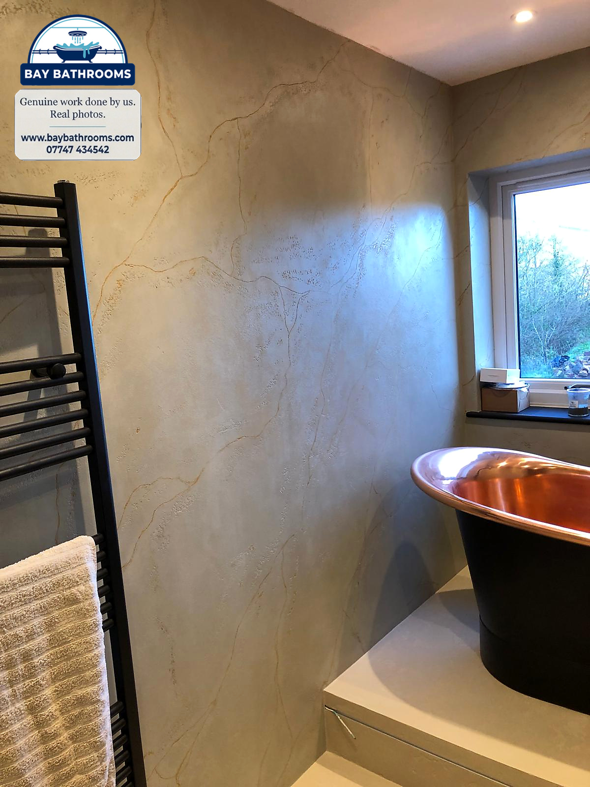 Textured microcement feature wall